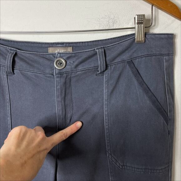 Motto Women's Utility Pants 10 Gray Blue Roll Cuff Soft Sateen Stretch Straight - Picture 11 of 12